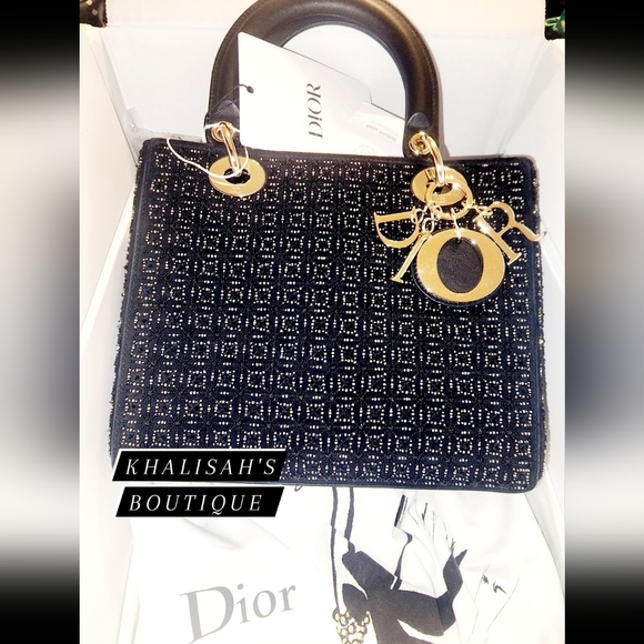BNIB VERY RARE & SOLDOUT AUTHENTIC CHRISTIAN DIOR MEDIUM LADY DIOR BAG - BLACK - Picture 4 of 17